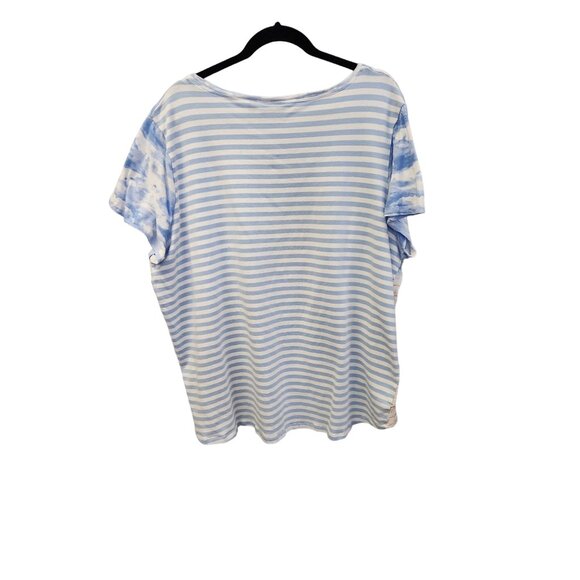Onque Casual Women's 3X Blue Striped Beach Print High-Low Pullover Top 2149 - Picture 2 of 8